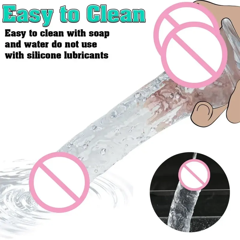 Different Sizes Transparent Soft Jelly Dildo Realistic Fake Dick Penis with Suction Cup G Spot Vagina Massage Sex Toy for Women — image 4