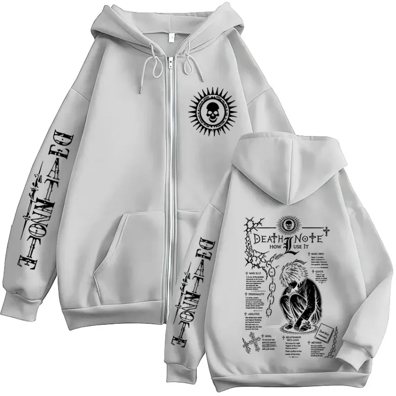 Anime Death Note L·Lawliet Ryuk Zipper Hoodies Men's Clothing Fashion Casual Long Sleeve Zip Up Hooded Sweatshirts Jackets Coats — image 7