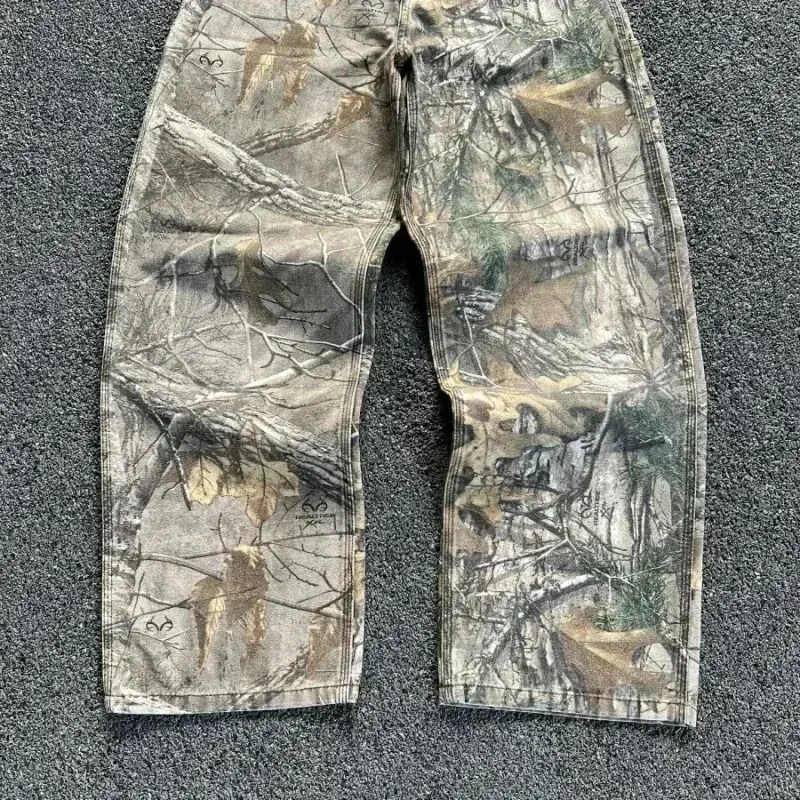 Men's Tree Branch Camouflage Jeans American Style Y2K Wide Leg Retro Loose Fashion Trend Street Straight Jeans Camo Pants Y2K — image 3