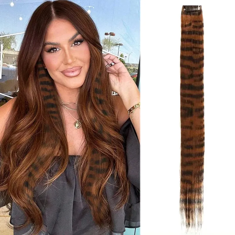Rainbow Colored Feather Clip In Hair Extensions 18inch Synthetic Hair Piece Y2K Fashion For Women Girls Cosplay Party Halloween — image 11