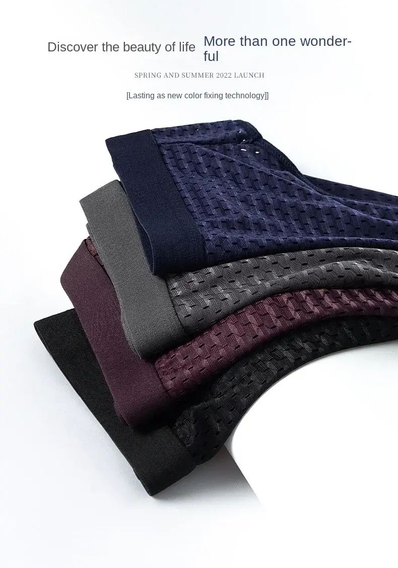 Solid Men Summer Ice Silk Underwear Boxershorts Briefs Breathable Underwear Bamboo Carbon Fiber Anti-Bacterial Hollow Panties — image 11