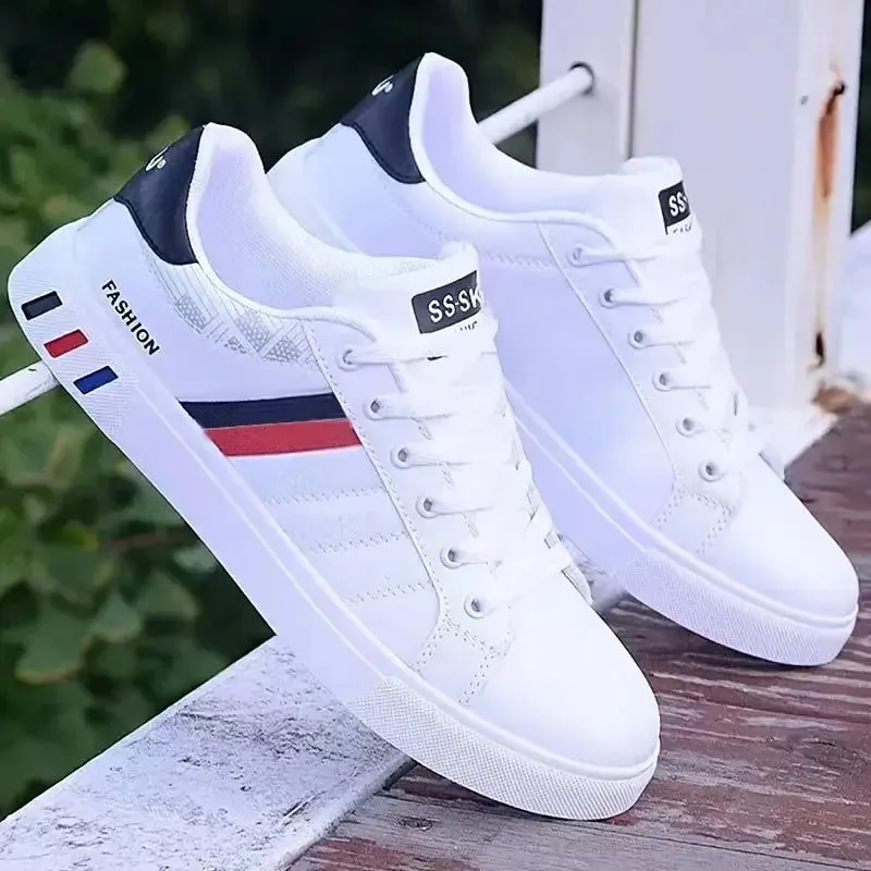 Men's Low-Top Lace-Up Sports Shoes Breathable Synthetic Material with Comfortable Fabric Lining Anti-Slip PVC Sole Striped Design Suitable for Casual and Outdoor Wear Daily Sneakers | Minimalist Style — image 6