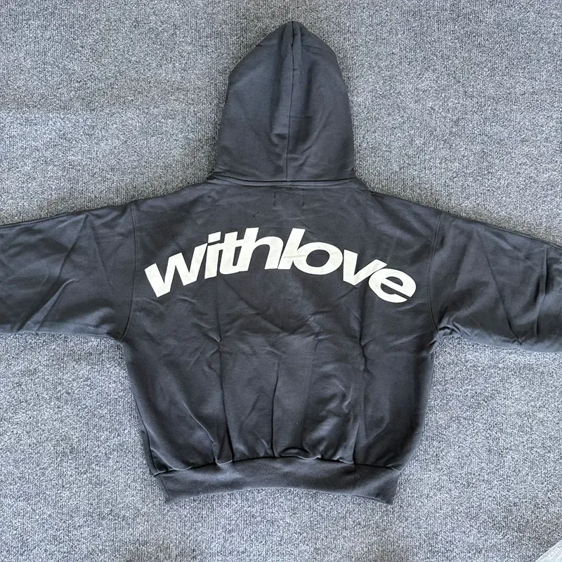 ‘withlove’ Print Hoodies Hip Hop Street Style Men's / Women's Casual Loose Sweatshirt Quality Cotton Pullover Tops