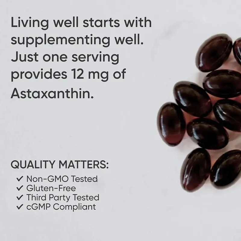 Astaxanthin 12mg Premium Astaxanthin Antioxidant Supplements | Supports Eye Joint Internal Circulation Skin Health | Tanning — image 4