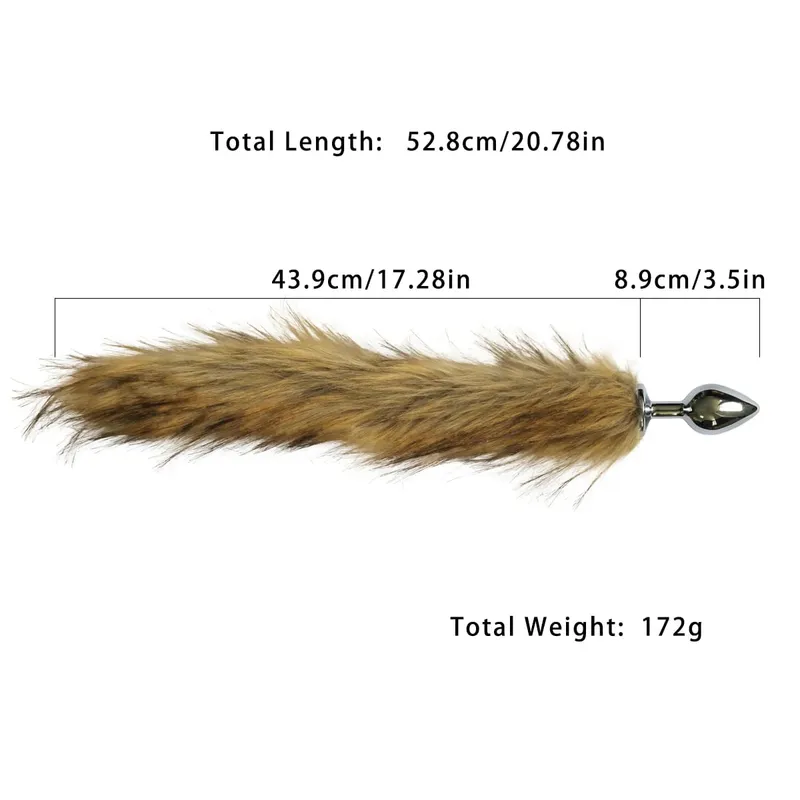 Metal Anal Plug with Long Fluffy Tail – Fox Tail Butt Plug for Cosplay Role Play BDSM Adult Toy — image 18