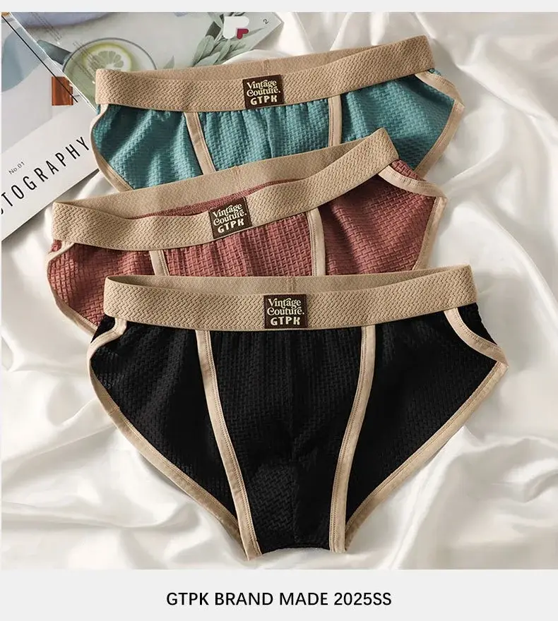 3 pcs Vintage Men High Cut Nylon Briefs Ice Silk Mesh Cool Underpants Soft Breathable Quick Dry Mens Underwear — image 12