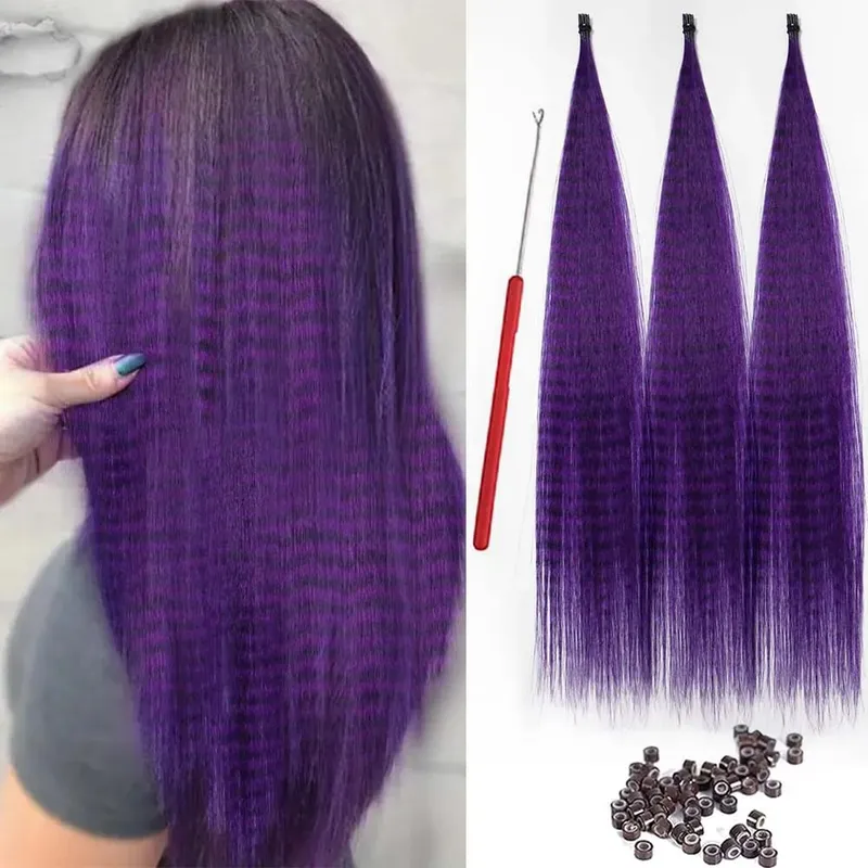 30strands Feather Hair Extension Fake Hair I Tip Rainbow Synthetic Hair 16inch Hairpiece Feather for Hair Extension Y2K Festival — image 15
