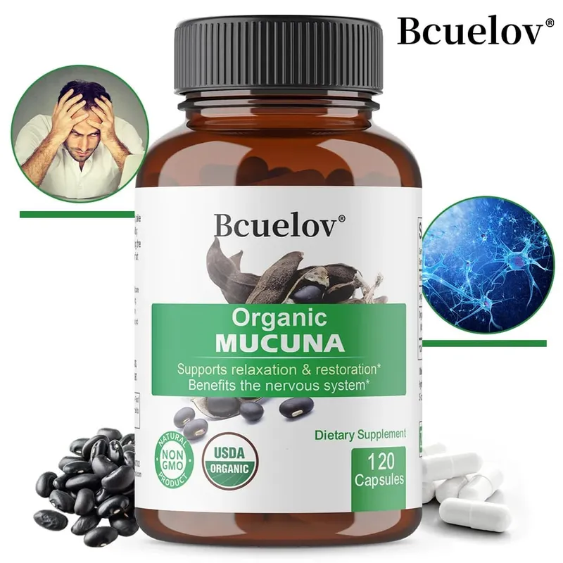 Organic Mucuna Capsules - Supports Relaxation and Well-Being - Natural Herbal Supplement for Nervous System Health — image 1