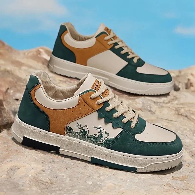Men's Casual Leather Sneakers Waterproof Vulcanized Shoes Men Comforthable Spring Sneakers Men Casual Shoes Plus Size — image 2