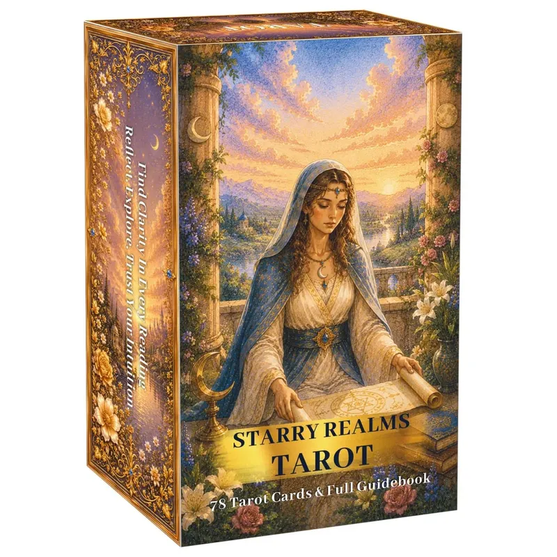 78 Starry Realms Tarot Cards 13x8 Cm Includes Paper Manual Journey to Imagination and Inner Wisdom Card Game Set