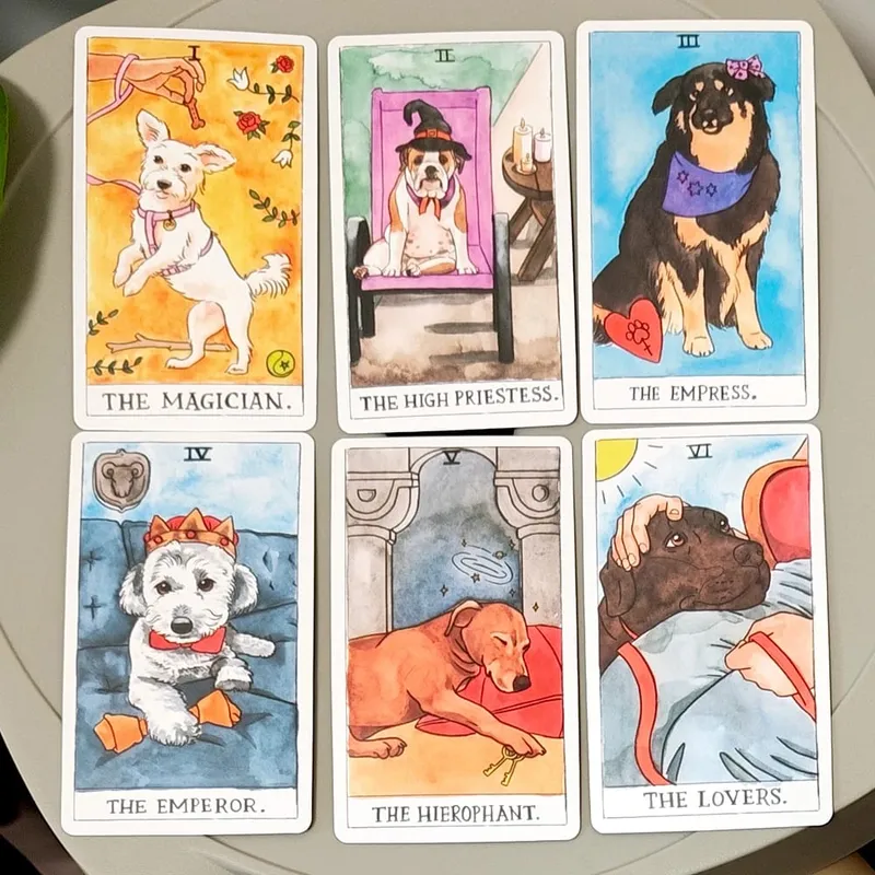 10.3*6cm Dog Tarot Deck 78 Cards Based on Rider Waite System Cute Canine Watercolor Illustrations - Unique Dog Lover Gift — image 3