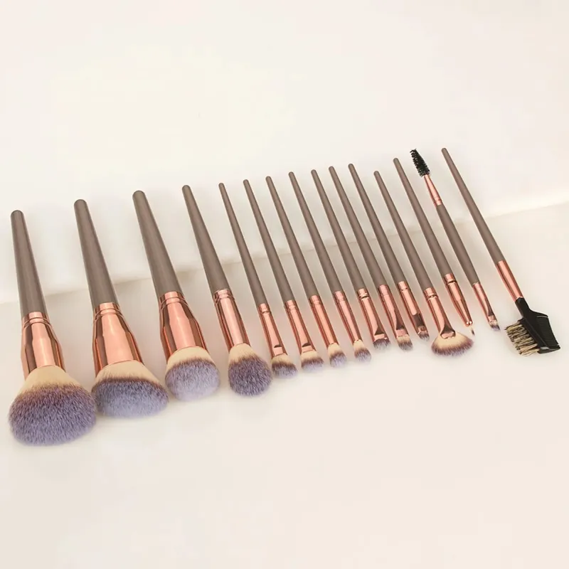 15Pcs Makeup Brushes Set with Storage Bag Soft Bristle Face Eye Brush Kit For Foundation Blush Eyeshadow Eyebrow Cosmetic Tools — image 4