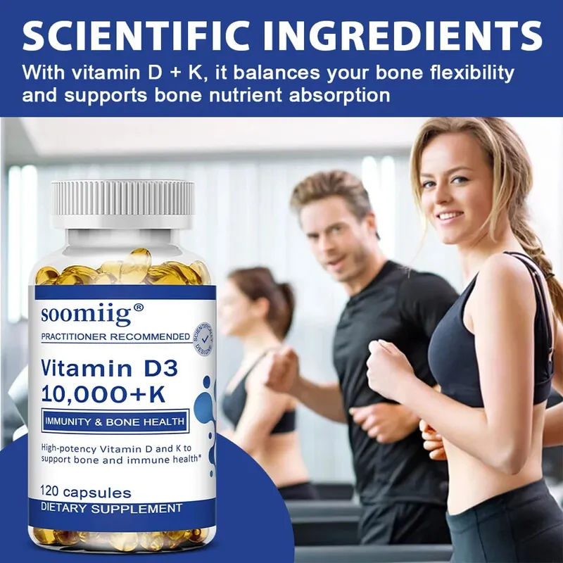 Vitamin D3 + K - Supplement for Immune Support Bone & Heart Health Vitamin D with MK-7 (Vitamin K2) Non-GMO Gluten-Free — image 7