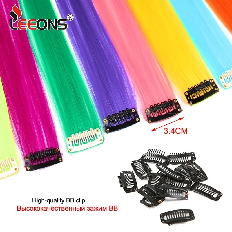12 Pcs Clip In Colored Hair Extensions For Kids Women 20 Inches Rainbow Long Straight Synthetic Hairpiece Heat Resistant Hair — image 6