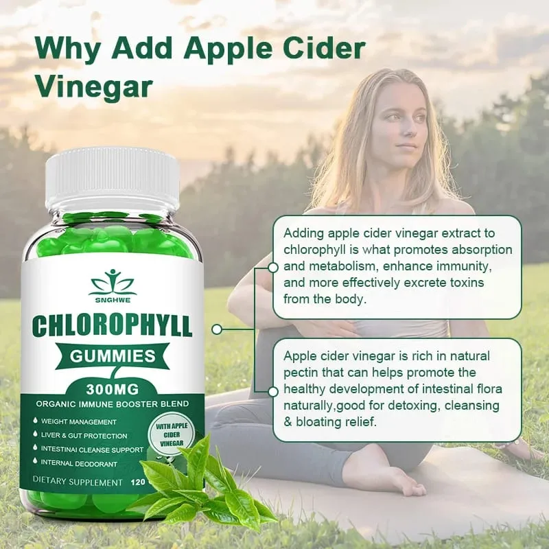 Gomas de clorofila - com ACV Vitamina D3 C E B12 - Desodorante natural Impulsionador de energia Imune e suporte à digestão Vegan 60 doces — image 4