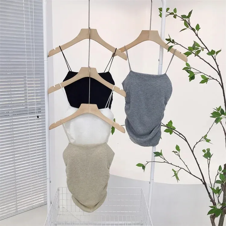 Soft Wool Padded Women's Cropped Crop Solid Sleeveless Basic Streetwear Corset Top Youthful Woman Clothes — image 5