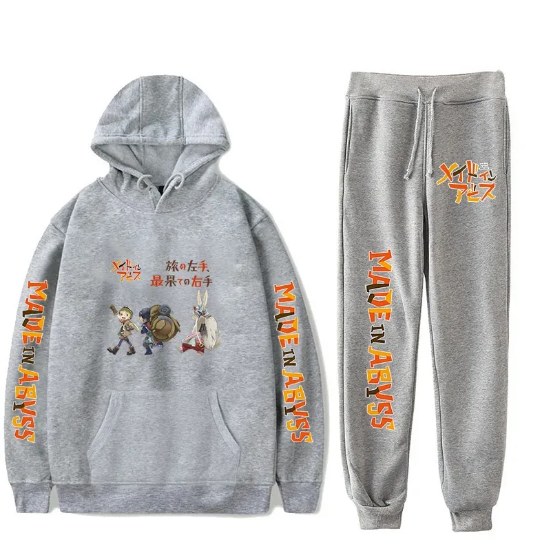 Harajuku Comfortable Made in abyss Print Sweatshirt Sweatpants Suit Men/Women Hoodies+ Trousers Suit Cute 2 Piece Set Clothes — image 45