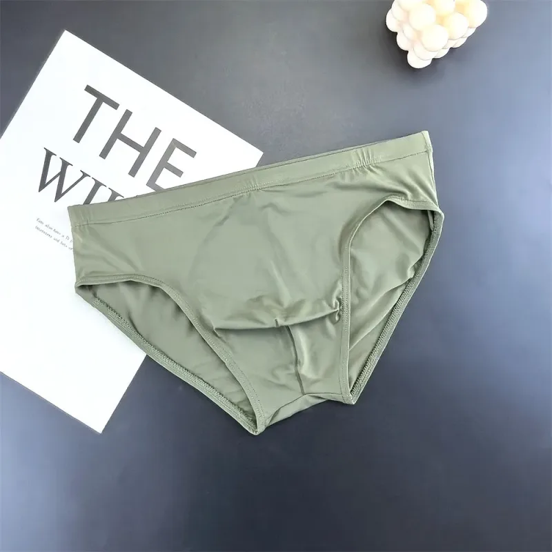 Business Men Ice Silk Briefs Quick Dry Seamless Nylon Male U Pouch Convex Underwear Sexy Plus Size Underpants Lingerie — image 7