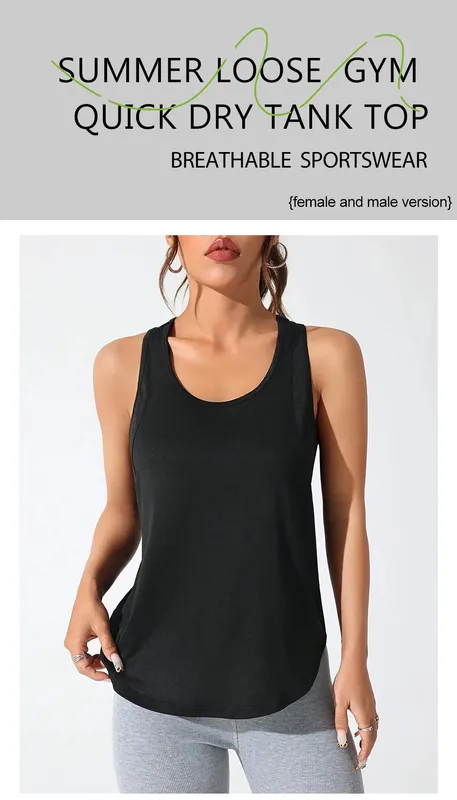 Womens Solid Sleeveless Tops Quick Drying Summer Sports Vest Loose Breathable Soft Gym Outdoor Wear Basic Womans Tank Shirts — image 10