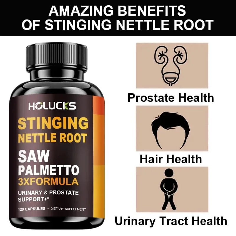 Stinging Nettle Root & Saw Palmetto Capsules Help Promote Prostate Health Hair Growth Urinary Tract Support Premium Formula — image 3