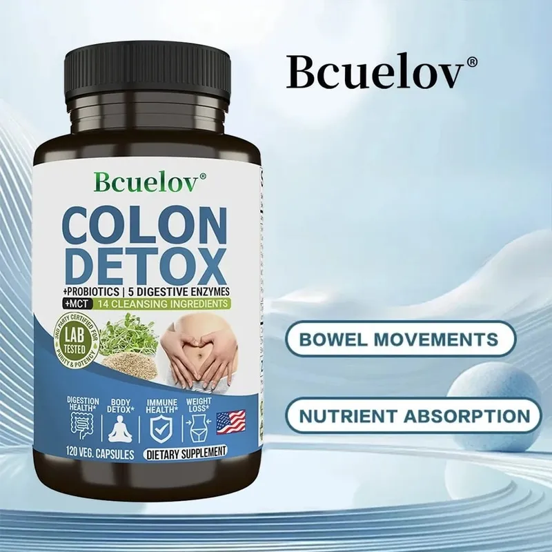 Colon Detox Probiotics Containing Psyllium Husk Relieves Constipation and Bloating Cleansing Supplement