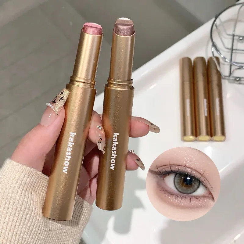 1 Set Three Color Gradient Eye Shadow Makeup Stick Waterproof and Sweat Proof Easy To Smudge Pearlescent Fine Shiny Eye Shadow — image 6