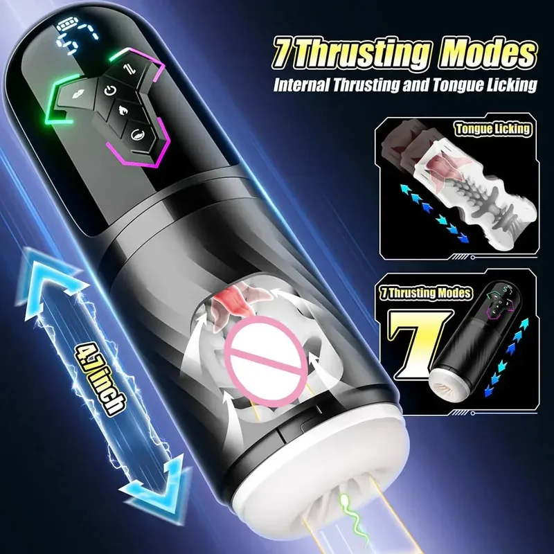 APP Control Male Automatic Masturbator Cup Vibrating Thrusting Sucking Heating Penis Pump with LCD Display Adult Sex Toy for Men — image 3