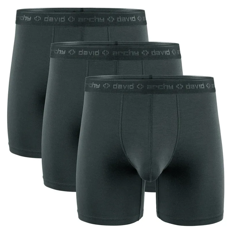 David Archy 3 Pak Celana Dalam Pria Celana Boxer Dasar MicroModal Lembut Bersirkulasi Pria Boxer Kantong Ganda Cepat Kering Olahraga Kebugaran