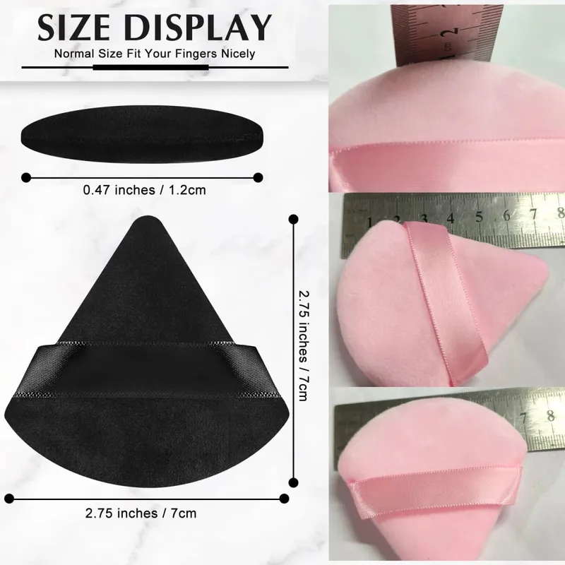 Velkoobchod 50ks Triangle Powder Puff Mini houbička na líčení na obličej Kosmetika Měkká bavlna na pudr na obličej omyvatelná sametová labutěnka na make-up — image 2
