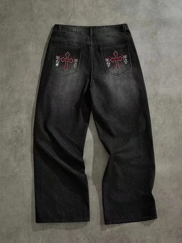 High Street Retro Washed Old Jeans Men's Trendy Brand Loose Straight Teen Wide-leg Floor-mopping Trousers — image 6