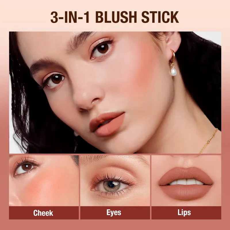 O.TWO.O Set di 2 pezzi per il trucco Multi rossetto, fard, primer per il viso, base per il trucco, controllo dell'olio, trucco leggero e impermeabile per le donne — image 4