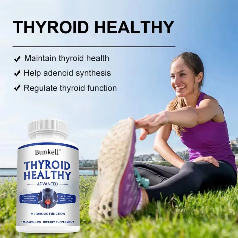 Thyroid Support Complex Capsules - with Iodine Selenium Zinc L-Tyrosine & Ashwagandha - Energy Metabolism & Cognitive Support