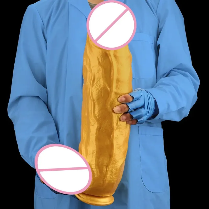 46cm Large Gold Silicone Dildo Anal Plug Sex Toy Realistic Penis Anal Dilator Fisting Masturbator Realistic Penis