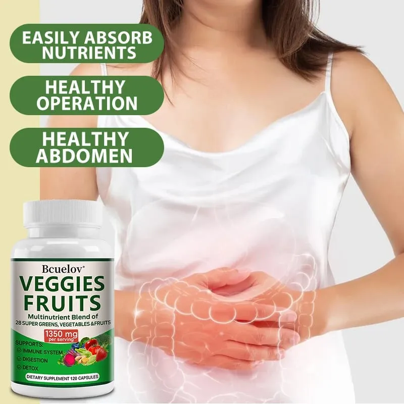 1350mg Fruit and Vegetable Supplement - 28 Complex Nutrients - Boosts Digestion Detoxification and Immune Support — image 4
