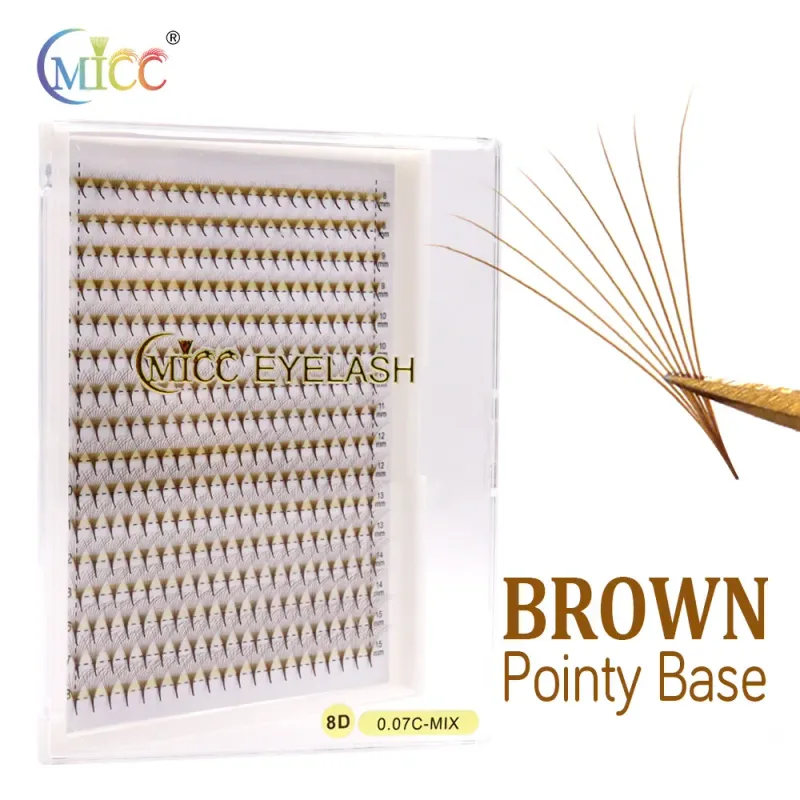 Dark Brown Premade Fans Volume Lash Extensions 3D-10D Soft Coffee Brown Russian Volume Lashes Sharp Stem Pointy Base for Eyelash — image 6