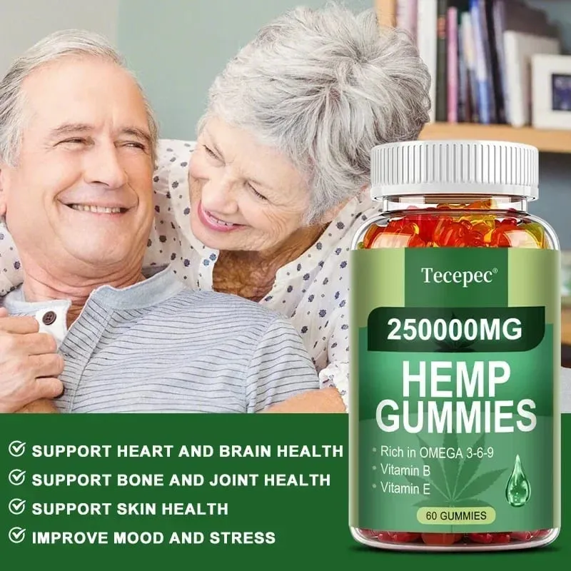 ประกอบด้วยโอเมก้า 3-6-9 วิตามิน B E Gummies - บรรเทาความเครียด การนอนหลับ อารมณ์ ผิว เล็บ โฟกัสร่วมสนับสนุนอาหารเสริมที่ไม่ใช่จีเอ็มโอ — image 5