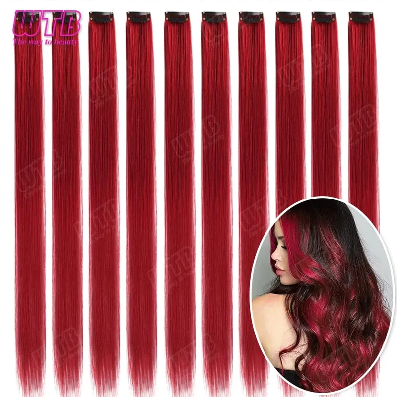 10Pcs Colored Synthetic Extension Wigs BB Clip Style Straight Hair Extensions Suitable for Women to Wear at Holidays and Parties — image 12