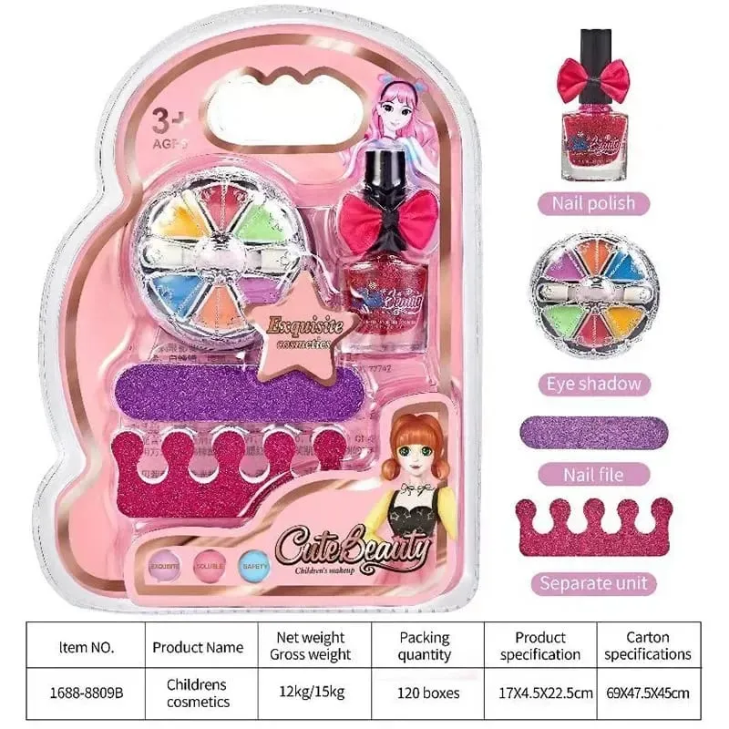 Sada dětského make-upu Lesk na rty Lesk na rty Oční stíny Pilník na nehty Netoxický Makeup Princess Girl Kosmetika omyvatelný vánoční dárek pro dítě — image 4