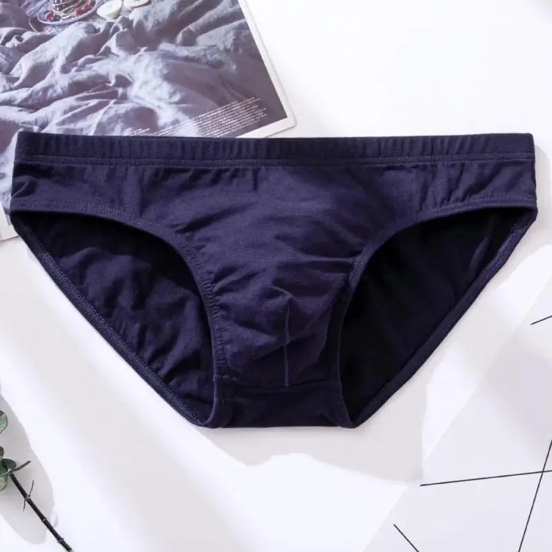 Cotton Briefs Adult Man Briefs Stretchy Breathable Solid Color Male Underwear Low Waist Cotton Underpants Plus Size Men Cotto