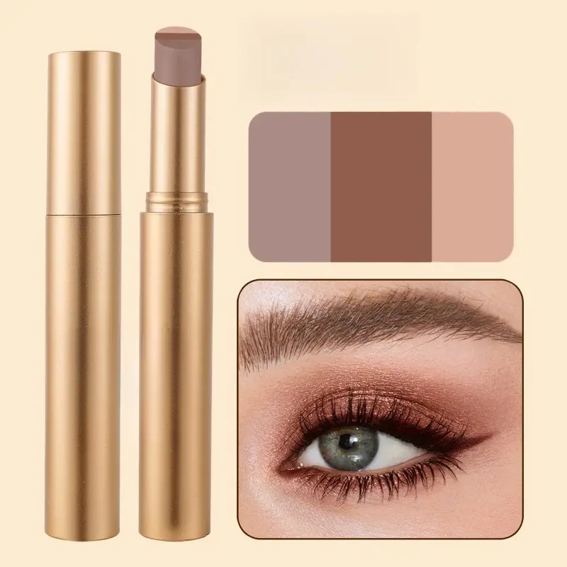 3 Color Matte Pearlescent Eye Shadow Stick Waterproof Durable Gloss Smoked Eye Makeup Cosmetics Long-Lasting Eye Shadow Stick — image 2