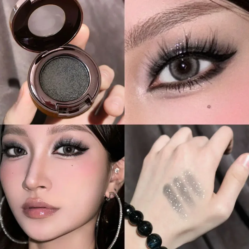 Metallic Glitter Black Blue Eyeshadow Purple Green Metallic Highlighter Eyeshadow Diamond Long Lasting Eye Makeup Women Cosmetic