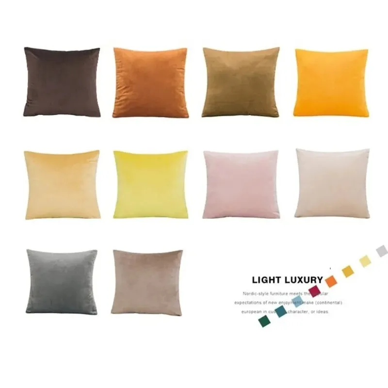 Solid Velvet Cushion Cover 30x50/45x45/50x50/55x55/60x60cm Decorative Throw Pillow Case for Home New Year — image 4