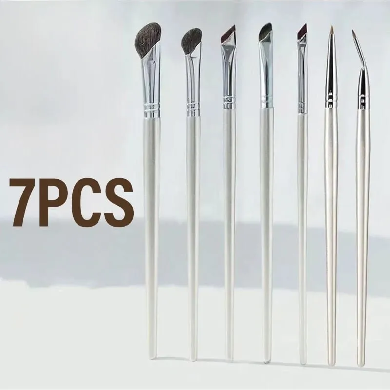 7 Pcs Professional Eye Makeup Brush Set Bent Angled Eyeliner & Concealer Brush Under Eye Aegyo Sal Tear Trough Shadow Tool — image 10