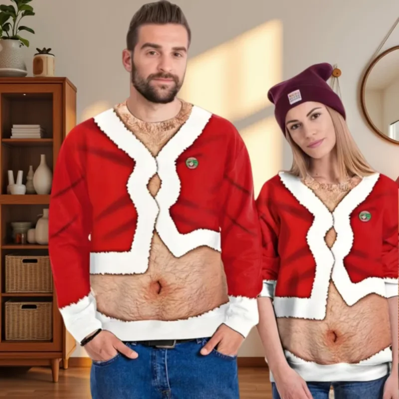 Funny Christmas Sweater Men Women Pullover Xmas Sweatshirt Ugly Graphic Y2k Sweatshirts for Holiday Party Loose Men's Clothing — image 2