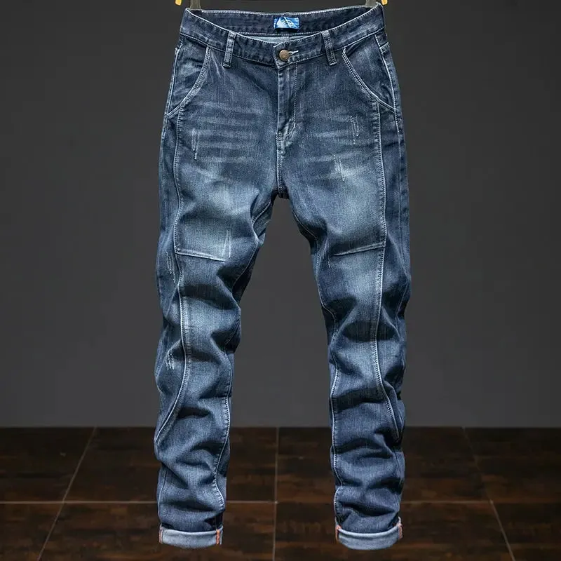 Splejsning Elastik Stor størrelse Løse elastiske jeans Mænds efterår Koreansk trendbukser Mænds Harlan denimbukser Mænd Bootcut jeans — image 5