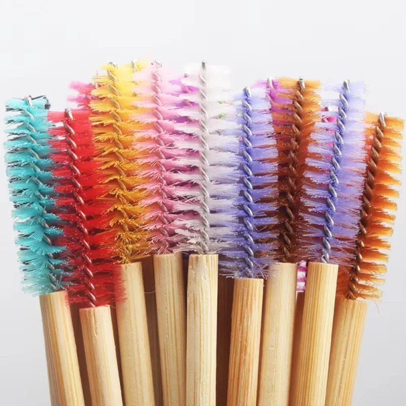 50Pcs Bamboo Handle Eyelash Brushes Mascara Wands Applicator Eye Lashes Extension Brush Eyebrow Spoolie Brushes Makeup Tool — image 4