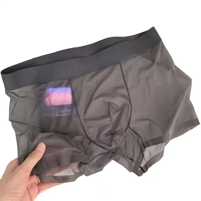 Mga Lalaking Boxer na Transparent Magaang Panloob na Kasuotang Panlalaki na Elastic sa Gitnang Baywang U-Convex Manipis na Pananaw na Shorts Briefs Walang Seamless Panty