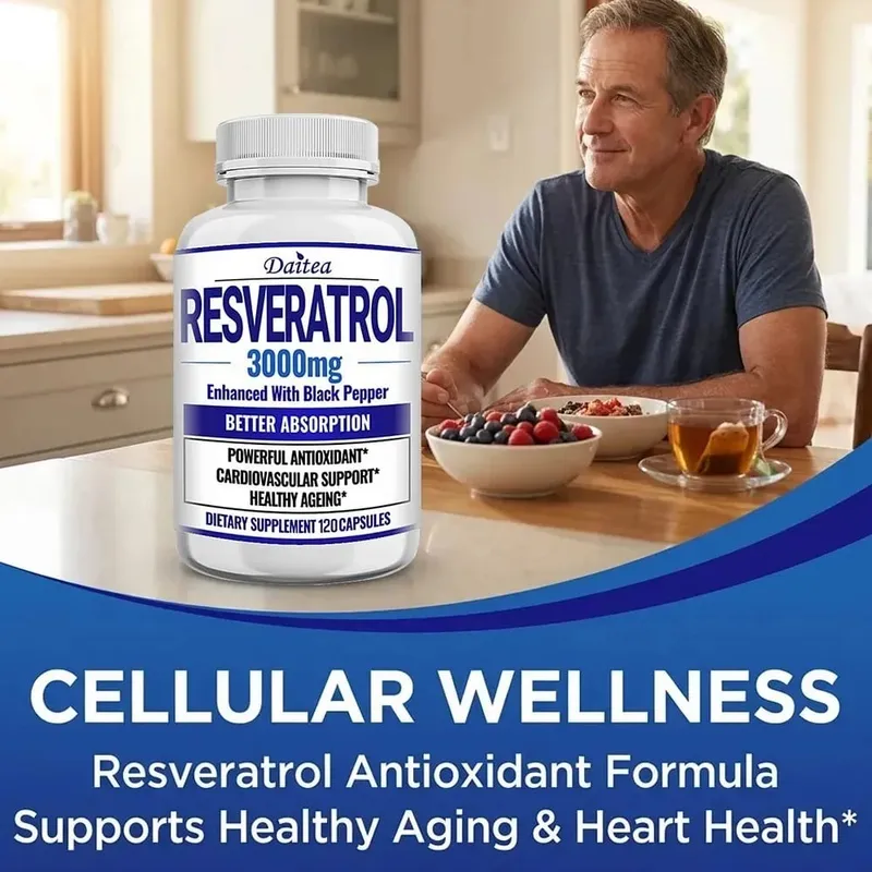 Resveratrol Supplement Capsules - Anti-Aging Cardiovascular & Joint Support Skin Health