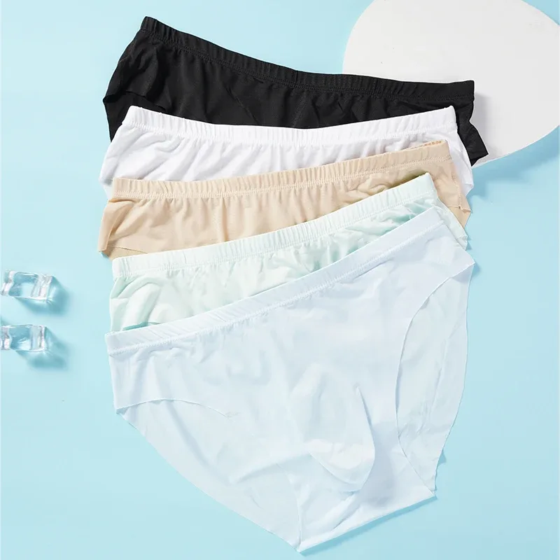 4Pcs Men Ice Silk Briefs Ultra Thin Transparent Seamless 3D Pouch Low Waist Breathable Triangle Underwear — image 2