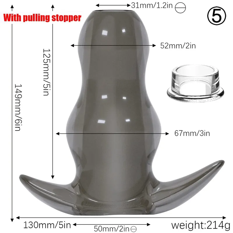 Purple TPE Hollow Tunnel Butt Plug Set - Graduated Open Anal Stretcher Plugs Flexible Sex Toy para sa Mga Lalaki at Babae — image 20